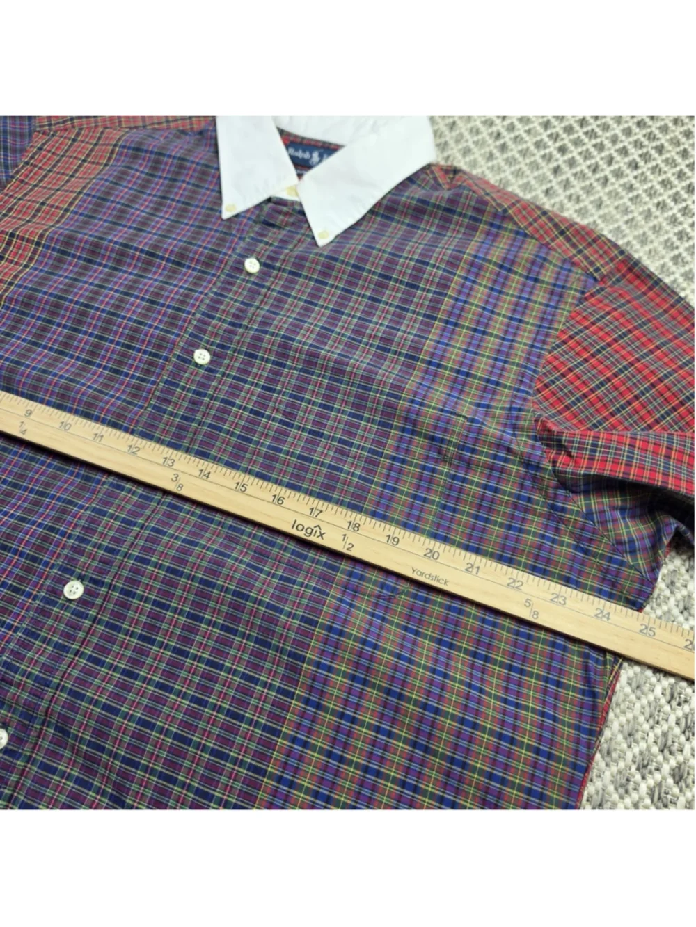 Vintage Ralph Lauren Shirt Men’s XL Made in Hong Kong Plaid White Collar 90s